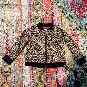 Adorable Sovereign Code leopard print bomber jacket, size 2T. Great condition.